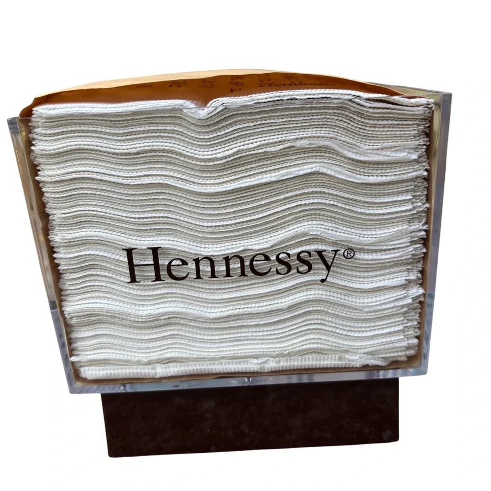 Hennessy Cognac Cocktail Napkin‎ Dispenser Holder Acrylic Brown Base Barware